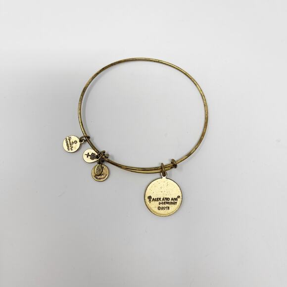 Alex and Ani Initial K Charm Bangle Bracelet Gold Finish Brass - Picture 4 of 6